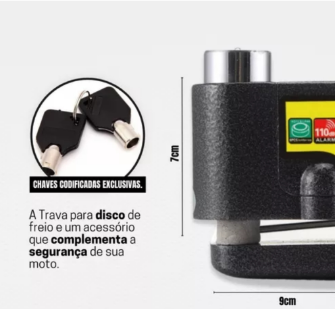 TRAVA DISCO COM ALARME (UND) PRETO
