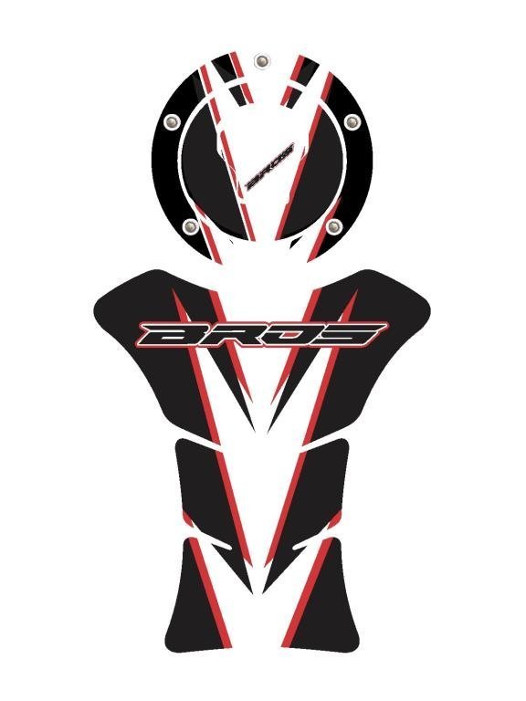 AD. PROTETOR TANK BROS 160 BRANCO/PRETO- (ADESIVO COMPATÍVEL NÃO ORIGINAL) (UND)