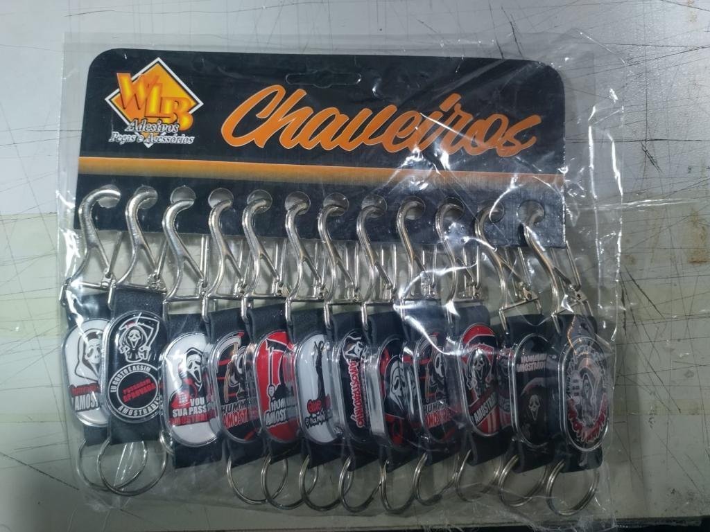 CHAVEIROS MOSQUETÃO AMOSTRADINHO (12 UND)
