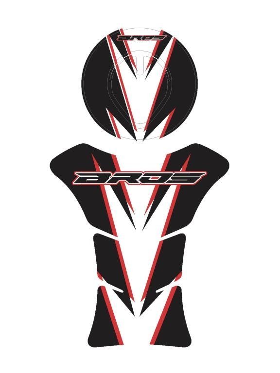 AD. PROTETOR TANK BROS 150 BRANCO/PRETO- (ADESIVO COMPATÍVEL NÃO ORIGINAL) (UND)