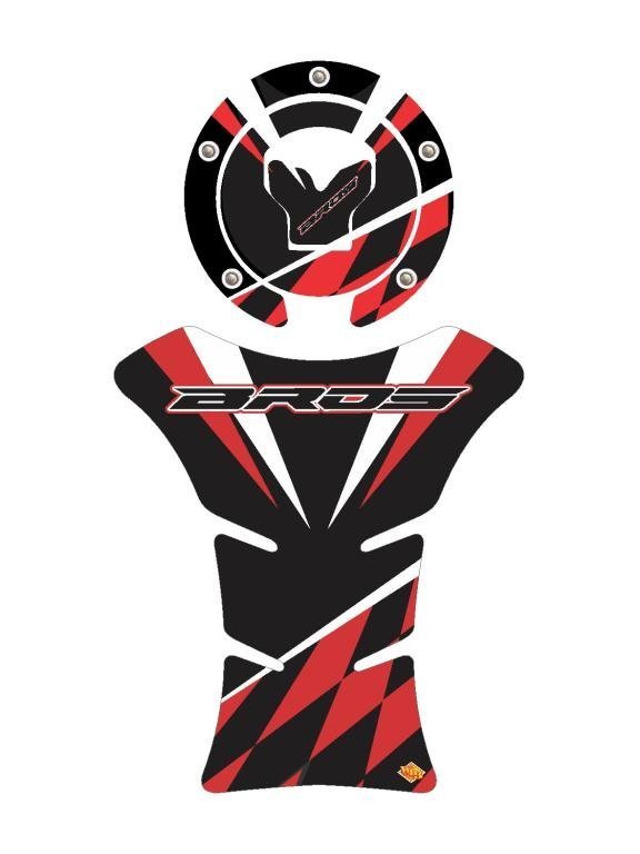 AD. PROTETOR TANK BROS 160 PRETO/VERMELHO (ADESIVO COMPATÍVEL NÃO ORIGINAL) (UND)