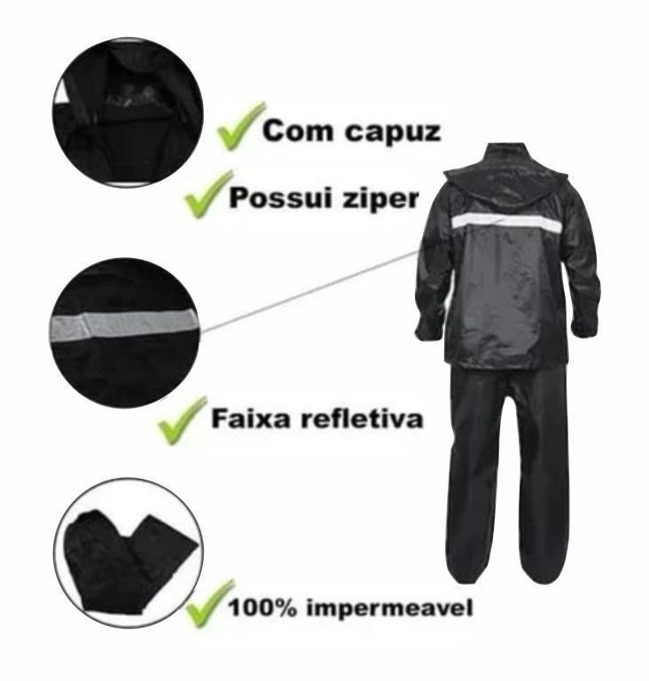 CAPA DE CHUVA CONJUNTO UNISSEX MOTOQUEIRO IMPERMEÁVEL RESISTENTE