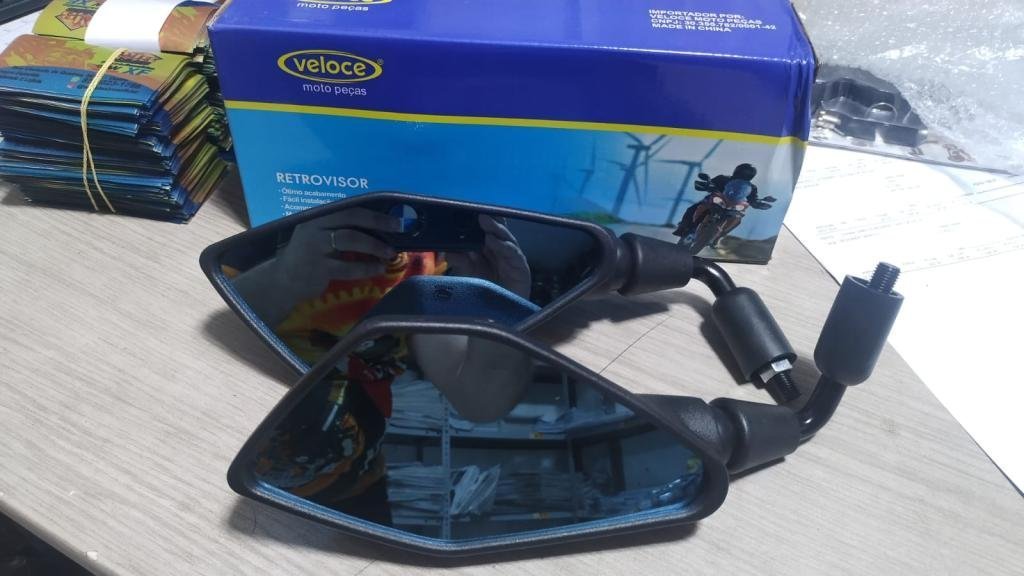 RETROVISOR KAWASAKI 90º HASTE CURTA LENTE AZUL