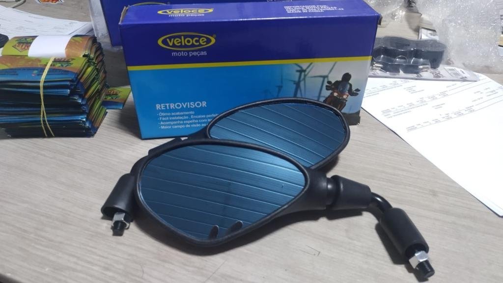 RETROVISOR BMW 90º HASTE CURTA LENTE AZUL